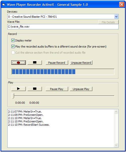 Wave Player Recorder ActiveX (OCX) Screenshot